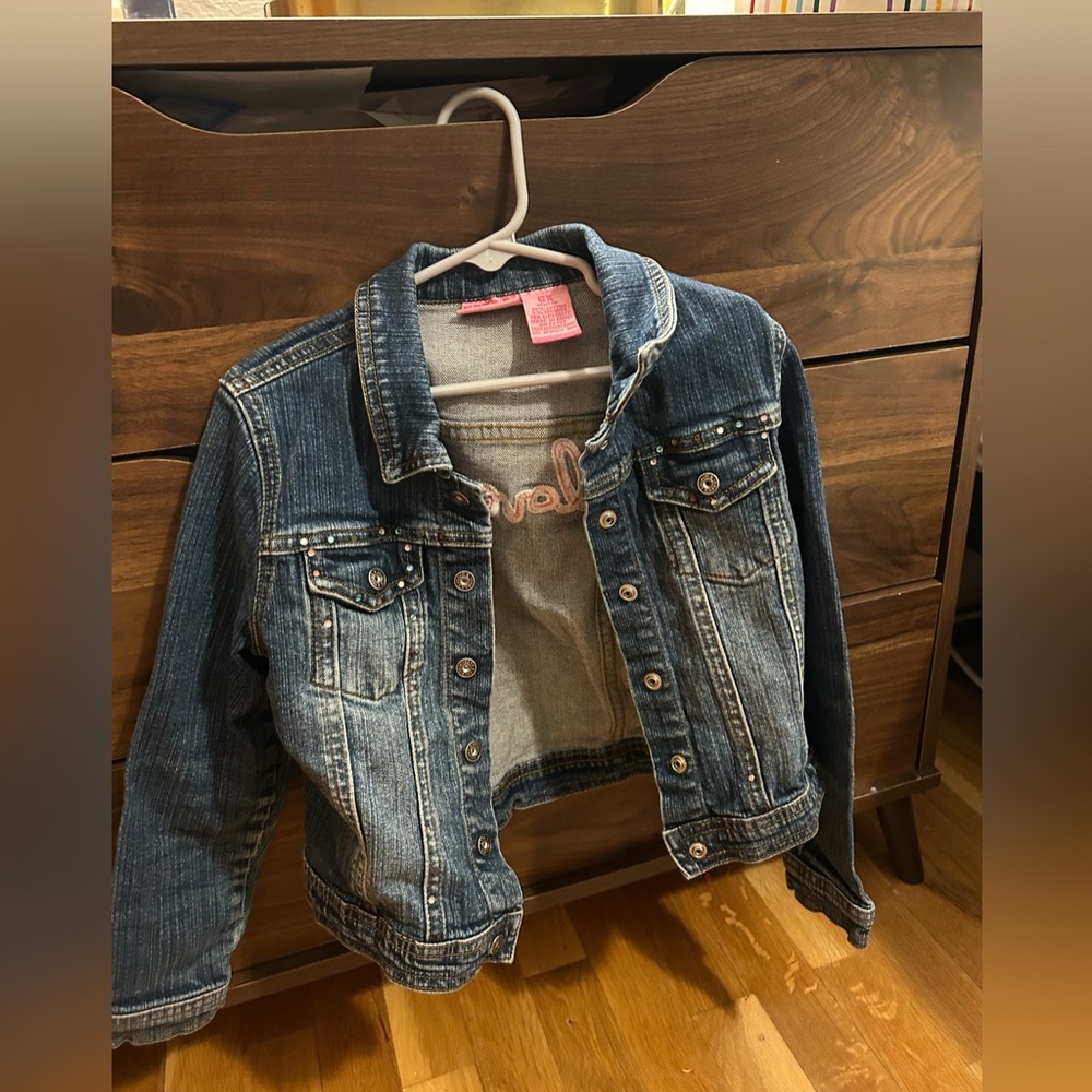 Girl’s Stylish Blue Denim Heart Sparkle Jacket size 6 - Picture 3 of 12